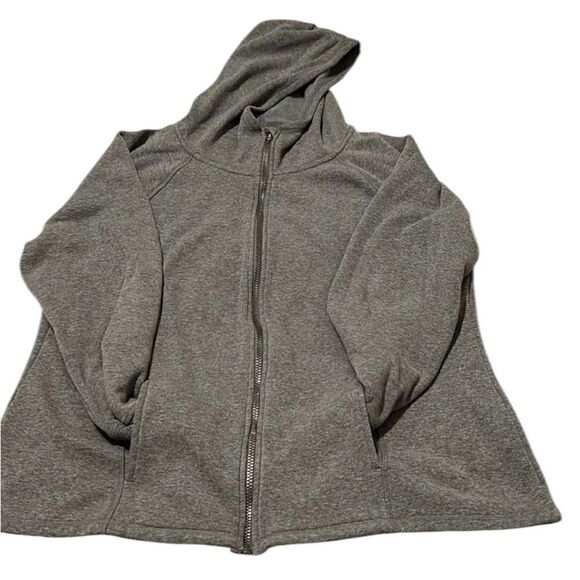 Athletic works szXXL grey fleece lined zip front hoodie with pockets GUC - Picture 1 of 9